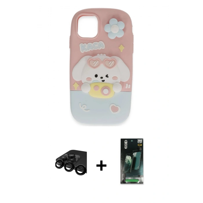MARSİLYAN™- iPhone 15 Pro Max Kılıf Akış Yansıma - Siyah 360 Mat Full Body Arka Koruyucu + Raze Metal Kamera Lens - SH