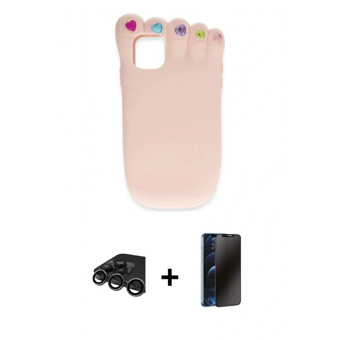 MARSİLYAN™- iPhone 15 Pro Max Kılıf Akış Yansıma - Siyah 3D Antistatik Hayalet Cam Ekran Koruyucu + Raze Metal Kamera Lens - TMGI