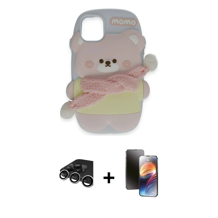 MARSİLYAN™- iPhone 15 Pro Max Kılıf Akış Yansıma - Siyah 3D Antistatik Mat Seramik Nano Ekran Koruyucu + Gümüş Raze Metal Kamera Lens