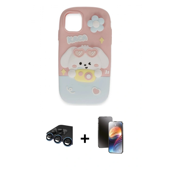 MARSİLYAN™- iPhone 15 Pro Max Kılıf Akış Yansıma - Siyah 3D Antistatik Mat Seramik Nano Ekran Koruyucu + Raze Metal Kamera Lens - LT
