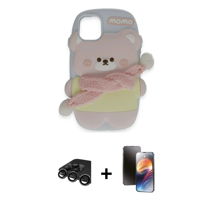 MARSİLYAN™- iPhone 15 Pro Max Kılıf Akış Yansıma - Siyah 3D Antistatik Mat Seramik Nano Ekran Koruyucu + Raze Metal Kamera Lens - TMGI