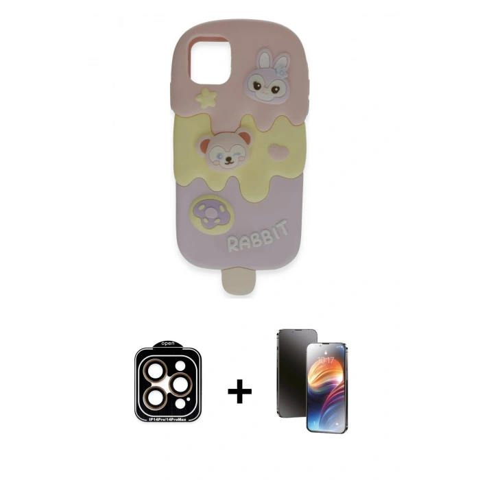 MARSİLYAN™- iPhone 15 Pro Max Kılıf Akış Yansıma - Siyah 3D Antistatik Mat Seramik Nano Ekran Koruyucu + PVD Metal Kamera Lens - TU