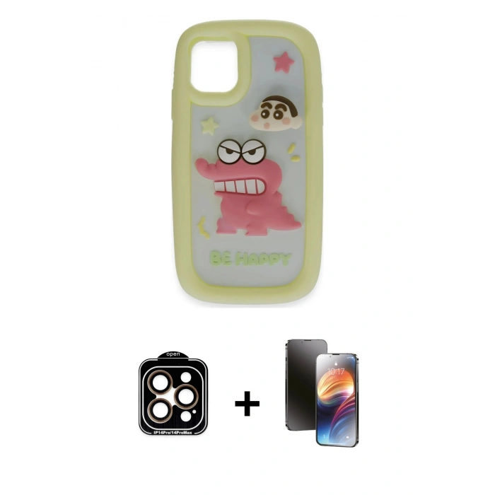 MARSİLYAN™- iPhone 15 Pro Max Kılıf Akış Yansıma - Siyah 3D Antistatik Mat Seramik Nano Ekran Koruyucu + PVD Metal Kamera Lens - TU