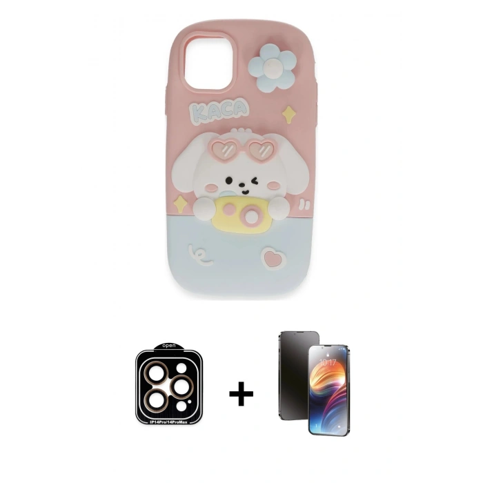 MARSİLYAN™- iPhone 15 Pro Max Kılıf Akış Yansıma - Siyah 3D Antistatik Mat Seramik Nano Ekran Koruyucu + PVD Metal Kamera Lens - TU