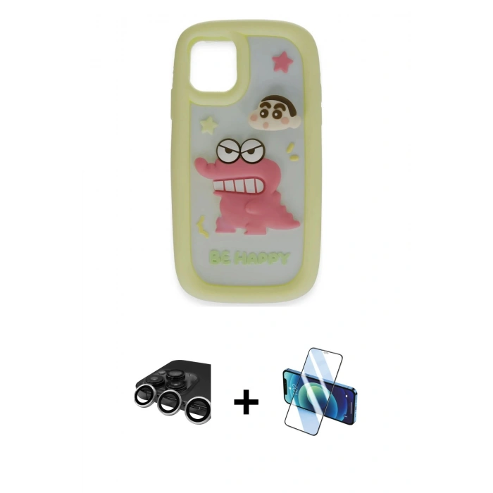 MARSİLYAN™- iPhone 15 Pro Max Kılıf Akış Yansıma - Siyah 3D Antistatik Seramik Nano Ekran Koruyucu + Raze Metal Kamera Lens - GS