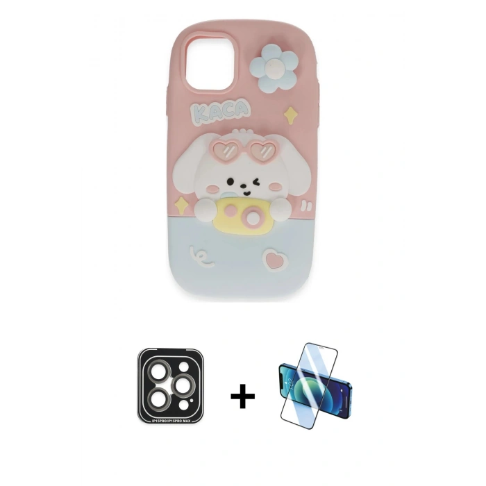 MARSİLYAN™- iPhone 15 Pro Max Kılıf Akış Yansıma - Siyah 3D Antistatik Seramik Nano Ekran Koruyucu + PVD Metal Kamera Lens - GI