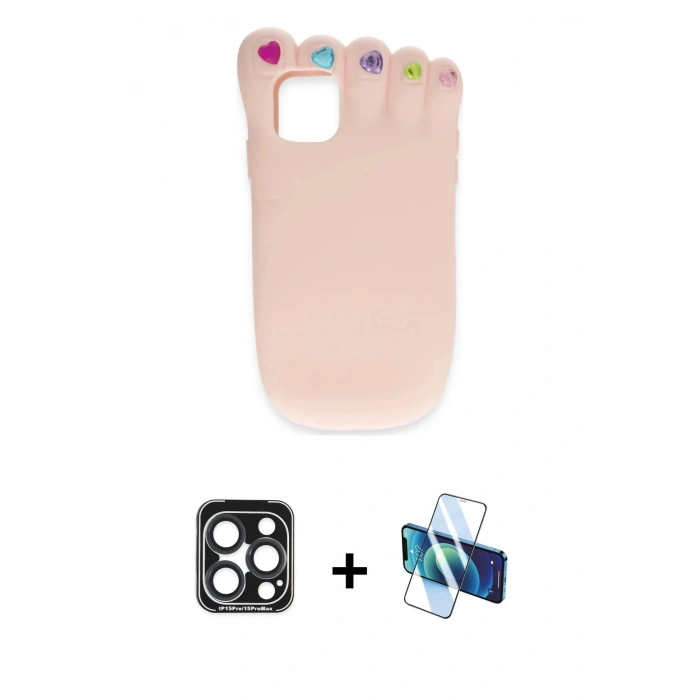 MARSİLYAN™- iPhone 15 Pro Max Kılıf Akış Yansıma - Siyah 3D Antistatik Seramik Nano Ekran Koruyucu + PVD Metal Kamera Lens - LT