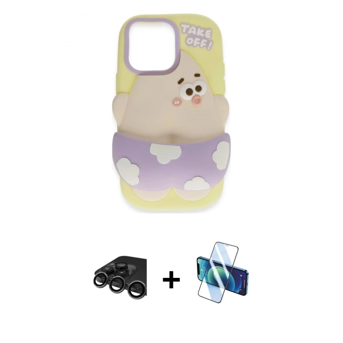 MARSİLYAN™- iPhone 15 Pro Max Kılıf Akış Yansıma - Siyah 3D Antistatik Seramik Nano Ekran Koruyucu + Raze Metal Kamera Lens - TMGI