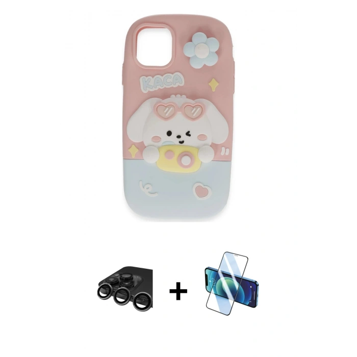 MARSİLYAN™- iPhone 15 Pro Max Kılıf Akış Yansıma - Siyah 3D Antistatik Seramik Nano Ekran Koruyucu + Raze Metal Kamera Lens - TMGI