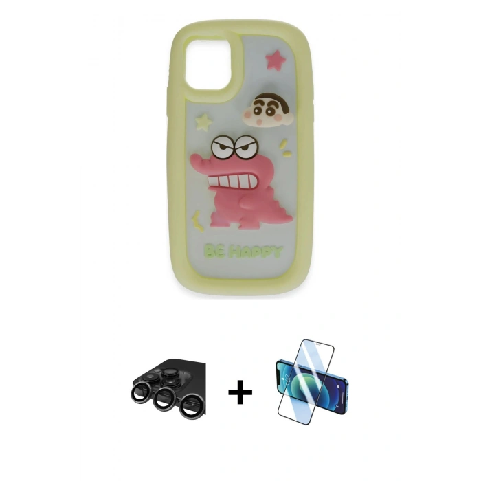 MARSİLYAN™- iPhone 15 Pro Max Kılıf Akış Yansıma - Siyah 3D Antistatik Seramik Nano Ekran Koruyucu + Raze Metal Kamera Lens - TMGI