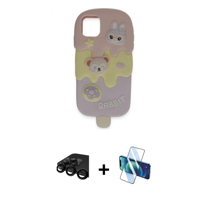 MARSİLYAN™- iPhone 15 Pro Max Kılıf Akış Yansıma - Siyah 3D Antistatik Seramik Nano Ekran Koruyucu + Raze Metal Kamera Lens - SH