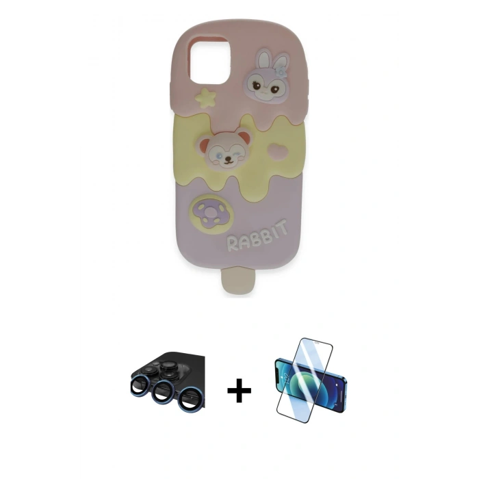 MARSİLYAN™- iPhone 15 Pro Max Kılıf Akış Yansıma - Siyah 3D Antistatik Seramik Nano Ekran Koruyucu + Raze Metal Kamera Lens - LT