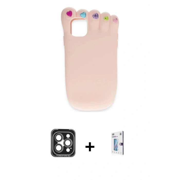 MARSİLYAN™- iPhone 15 Pro Max Kılıf Akış Yansıma - Siyah Bilvis 0.18mm Plus Cam Ekran Koruyucu + PVD Metal Kamera Lens - GI