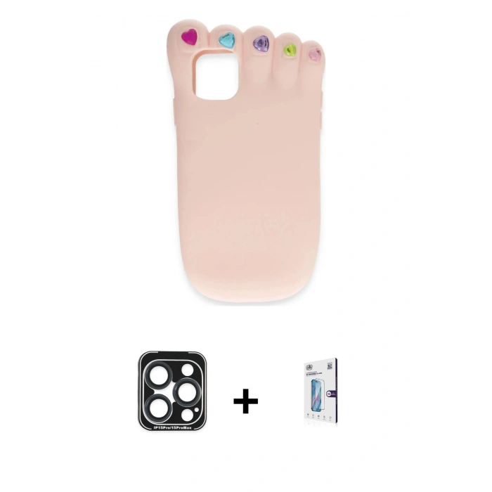 MARSİLYAN™- iPhone 15 Pro Max Kılıf Akış Yansıma - Siyah Bilvis 0.18mm Plus Cam Ekran Koruyucu + PVD Metal Kamera Lens - LT