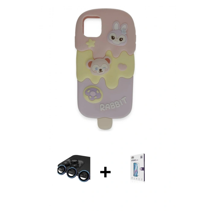 MARSİLYAN™- iPhone 15 Pro Max Kılıf Akış Yansıma - Siyah Bilvis 0.18mm Plus Cam Ekran Koruyucu + Raze Metal Kamera Lens - LT