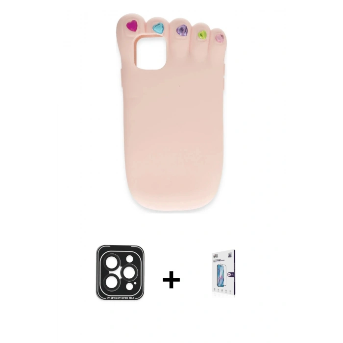 MARSİLYAN™- iPhone 15 Pro Max Kılıf Akış Yansıma - Siyah Bilvis 0.18mm Plus Cam Ekran Koruyucu + PVD Metal Kamera Lens - SH