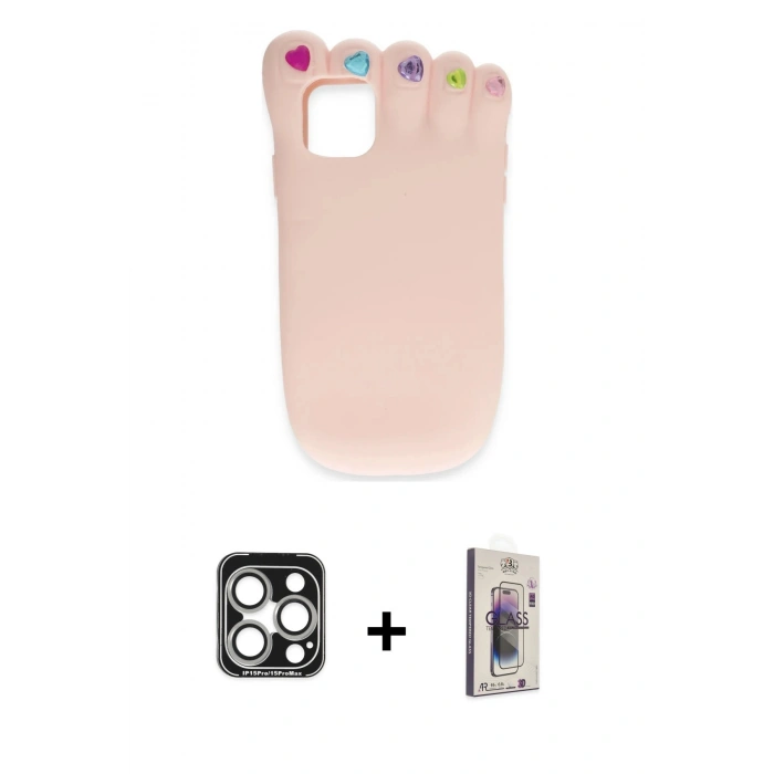 MARSİLYAN™- iPhone 15 Pro Max Kılıf Akış Yansıma - Siyah Bilvis 3D Cam Ekran Koruyucu + PVD Metal Kamera Lens - GS