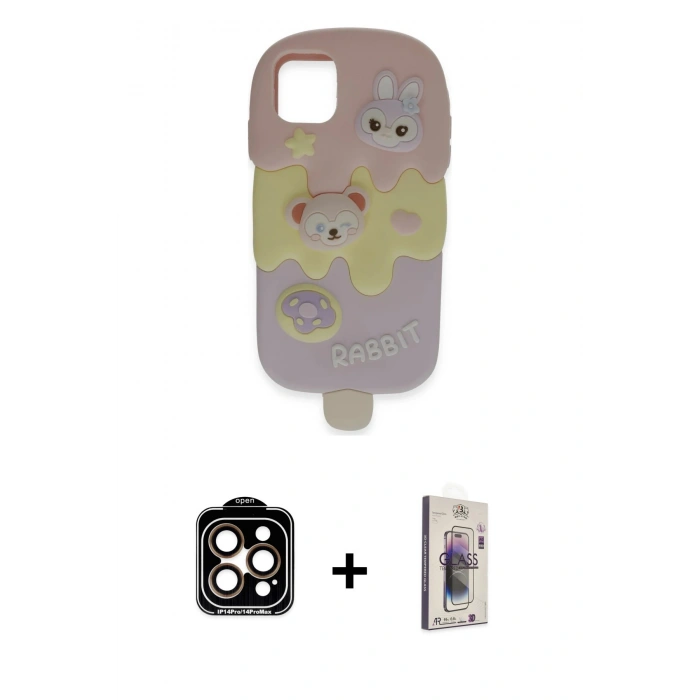 MARSİLYAN™- iPhone 15 Pro Max Kılıf Akış Yansıma - Siyah Bilvis 3D Cam Ekran Koruyucu + PVD Metal Kamera Lens - TU