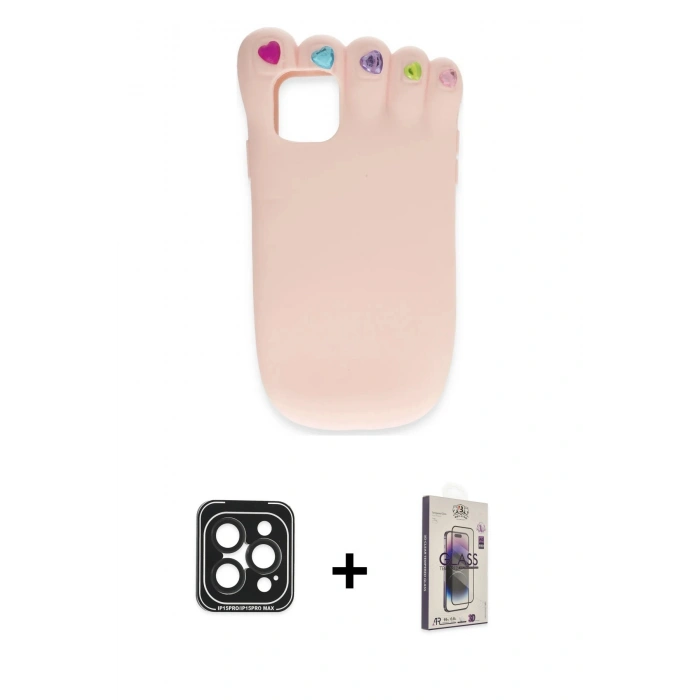 MARSİLYAN™- iPhone 15 Pro Max Kılıf Akış Yansıma - Siyah Bilvis 3D Cam Ekran Koruyucu + PVD Metal Kamera Lens - SH