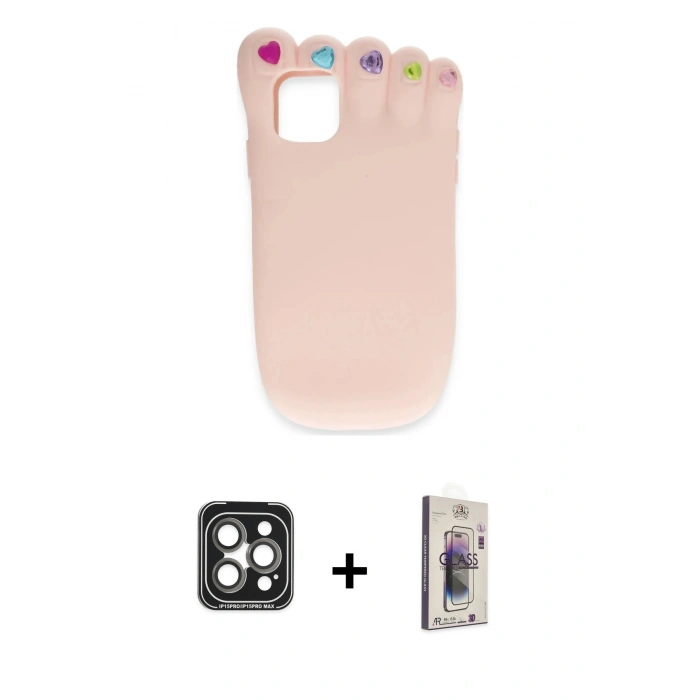 MARSİLYAN™- iPhone 15 Pro Max Kılıf Akış Yansıma - Siyah Bilvis 3D Cam Ekran Koruyucu + PVD Metal Kamera Lens - GI