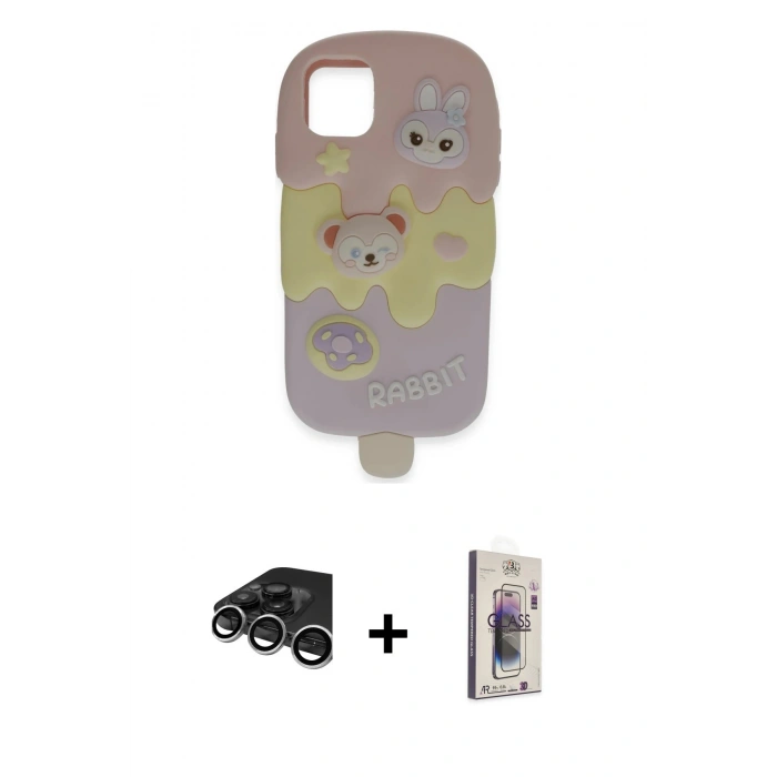 MARSİLYAN™- iPhone 15 Pro Max Kılıf Akış Yansıma - Siyah Bilvis 3D Cam Ekran Koruyucu + Raze Metal Kamera Lens - GS