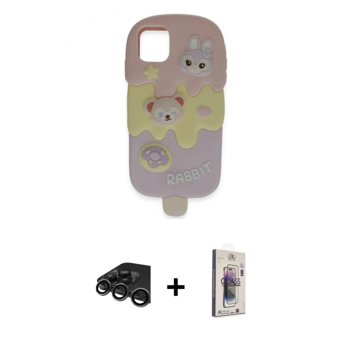 MARSİLYAN™- iPhone 15 Pro Max Kılıf Akış Yansıma - Siyah Bilvis 3D Cam Ekran Koruyucu + Raze Metal Kamera Lens - TMGI
