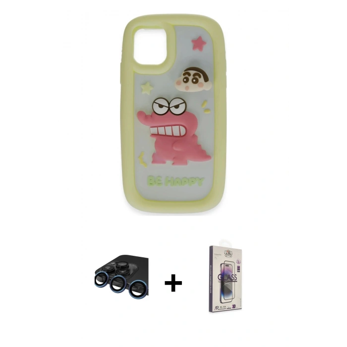 MARSİLYAN™- iPhone 15 Pro Max Kılıf Akış Yansıma - Siyah Bilvis 3D Cam Ekran Koruyucu + Raze Metal Kamera Lens - LT