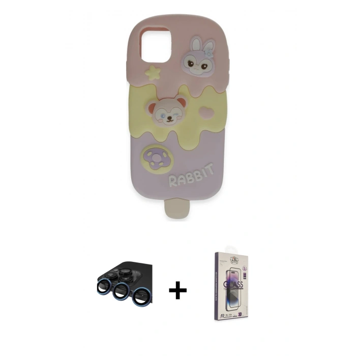MARSİLYAN™- iPhone 15 Pro Max Kılıf Akış Yansıma - Siyah Bilvis 3D Cam Ekran Koruyucu + Raze Metal Kamera Lens - LT