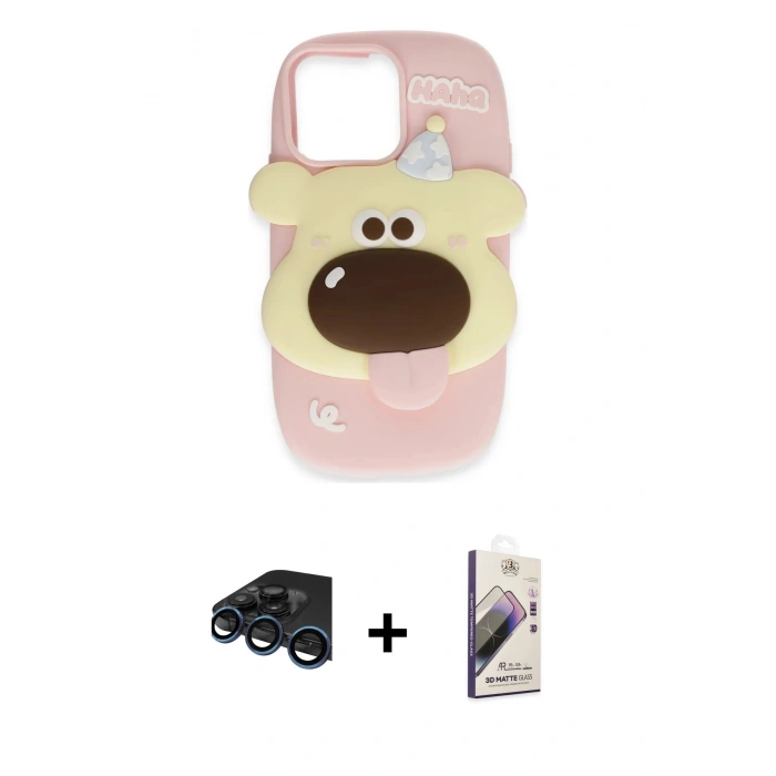MARSİLYAN™- iPhone 15 Pro Max Kılıf Akış Yansıma - Siyah Bilvis 3D Mat Cam Ekran Koruyucu + Raze Metal Kamera Lens - LT