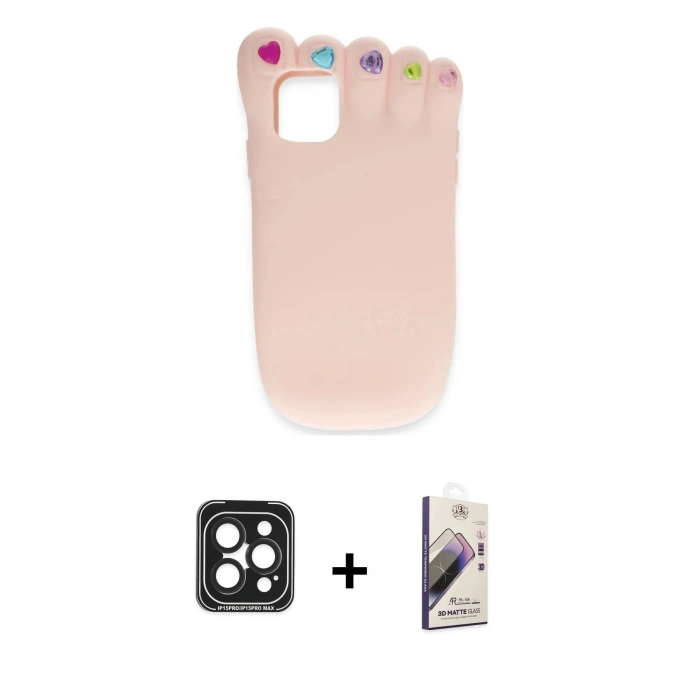 MARSİLYAN™- iPhone 15 Pro Max Kılıf Akış Yansıma - Siyah Bilvis 3D Mat Cam Ekran Koruyucu + Siyah PVD Metal Kamera Lens
