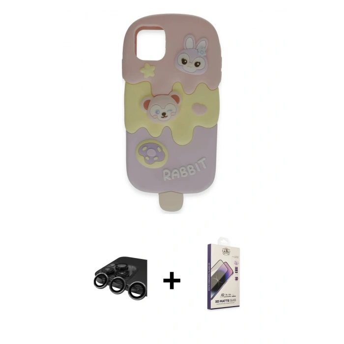 MARSİLYAN™- iPhone 15 Pro Max Kılıf Akış Yansıma - Siyah Bilvis 3D Mat Cam Ekran Koruyucu + Titanyum Gri Raze Metal Kamera Lens