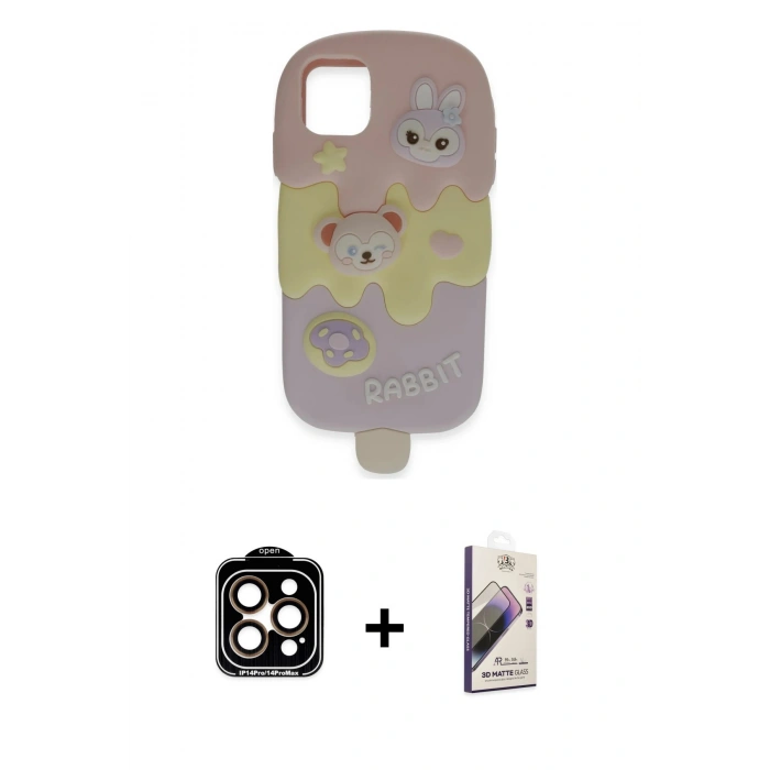 MARSİLYAN™- iPhone 15 Pro Max Kılıf Akış Yansıma - Siyah Bilvis 3D Mat Cam Ekran Koruyucu + PVD Metal Kamera Lens - TU