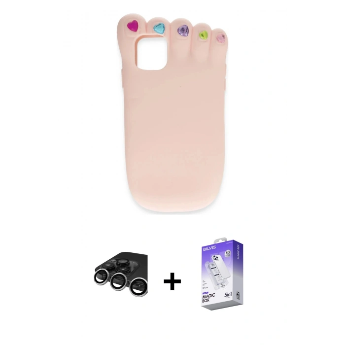 MARSİLYAN™- iPhone 15 Pro Max Kılıf Akış Yansıma - Siyah Bilvis 5in1 3D Magic Cam Ekran Koruyucu + Gümüş Raze Metal Kamera Lens