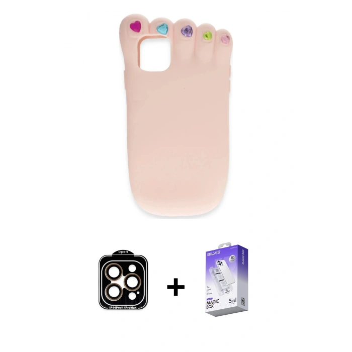 MARSİLYAN™- iPhone 15 Pro Max Kılıf Akış Yansıma - Siyah Bilvis 5in1 3D Magic Cam Ekran Koruyucu + PVD Metal Kamera Lens - TU