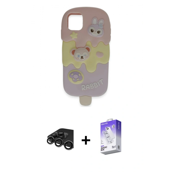 MARSİLYAN™- iPhone 15 Pro Max Kılıf Akış Yansıma - Siyah Bilvis 5in1 3D Magic Cam Ekran Koruyucu + Raze Metal Kamera Lens - TMGI