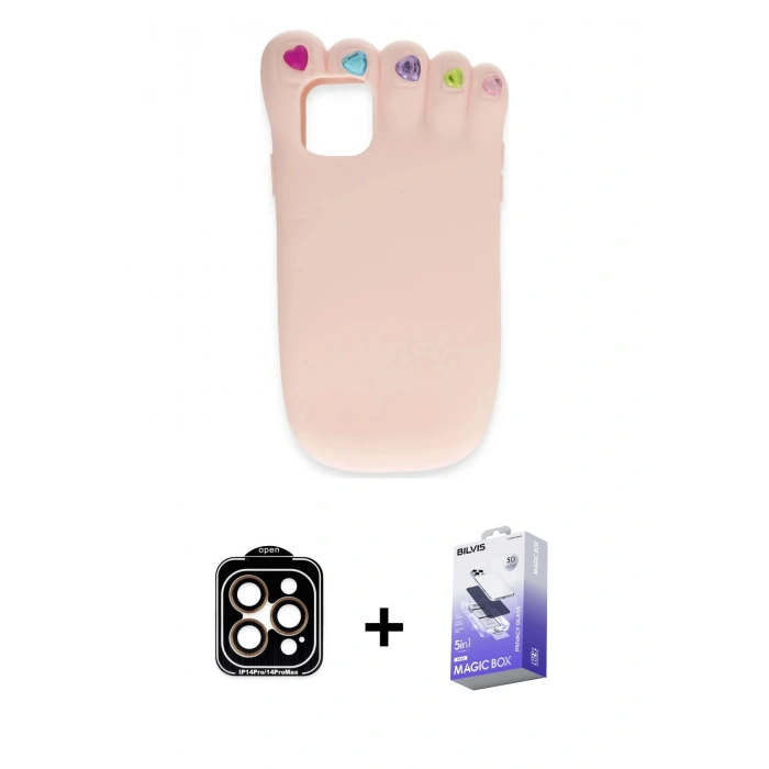 MARSİLYAN™- iPhone 15 Pro Max Kılıf Akış Yansıma - Siyah Bilvis 5in1 5D Magic Hayalet Cam Ekran Koruyucu + PVD Metal Kamera Lens - TU