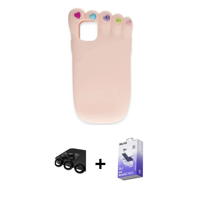 MARSİLYAN™- iPhone 15 Pro Max Kılıf Akış Yansıma - Siyah Bilvis 5in1 5D Magic Hayalet Cam Ekran Koruyucu + Raze Metal Kamera Lens - SH