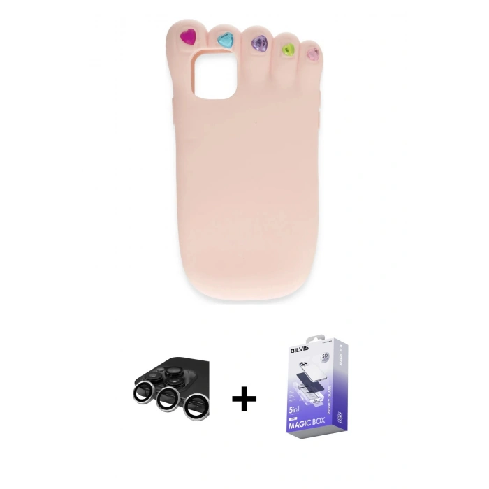 MARSİLYAN™- iPhone 15 Pro Max Kılıf Akış Yansıma - Siyah Bilvis 5in1 5D Magic Hayalet Cam Ekran Koruyucu + Raze Metal Kamera Lens - GS