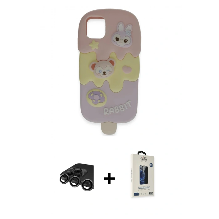 MARSİLYAN™- iPhone 15 Pro Max Kılıf Akış Yansıma - Siyah Bilvis Hayalet Cam Ekran Koruyucu + Raze Metal Kamera Lens - TMGI