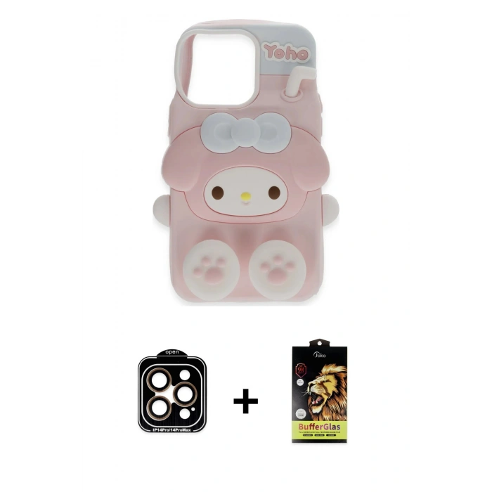 MARSİLYAN™- iPhone 15 Pro Max Kılıf Akış Yansıma - Siyah Buffer Cam Ekran Koruyucu + PVD Metal Kamera Lens - TU