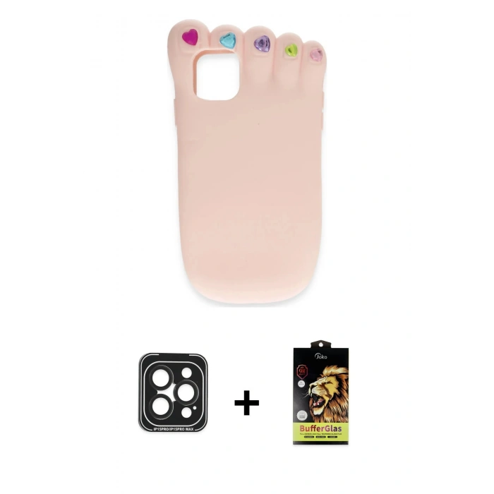 MARSİLYAN™- iPhone 15 Pro Max Kılıf Akış Yansıma - Siyah Buffer Cam Ekran Koruyucu + PVD Metal Kamera Lens - SH