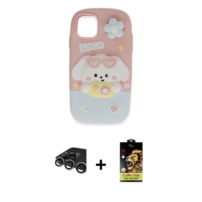 MARSİLYAN™- iPhone 15 Pro Max Kılıf Akış Yansıma - Siyah Buffer Cam Ekran Koruyucu + Raze Metal Kamera Lens - GS