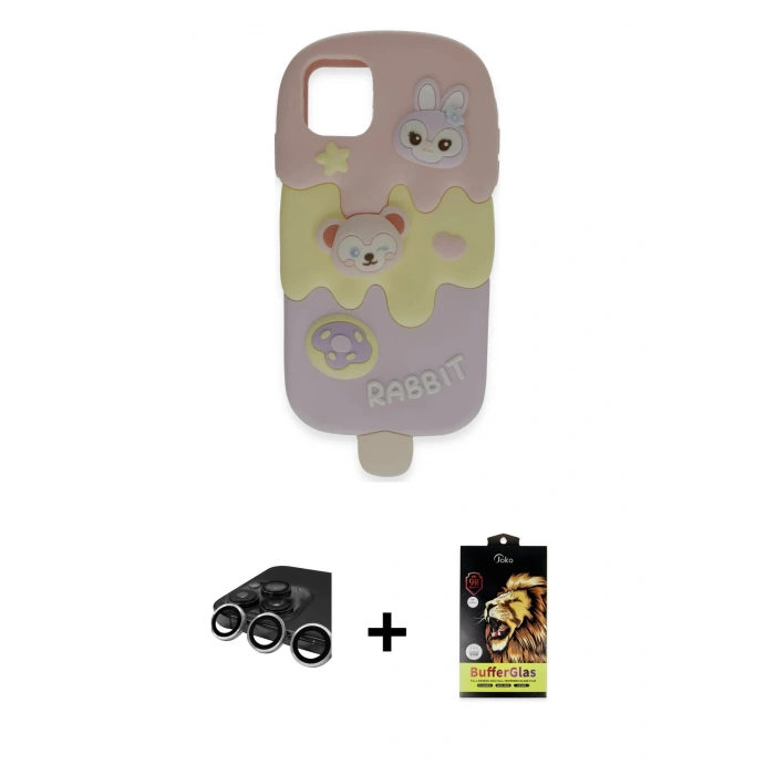 MARSİLYAN™- iPhone 15 Pro Max Kılıf Akış Yansıma - Siyah Buffer Cam Ekran Koruyucu + Raze Metal Kamera Lens - GS