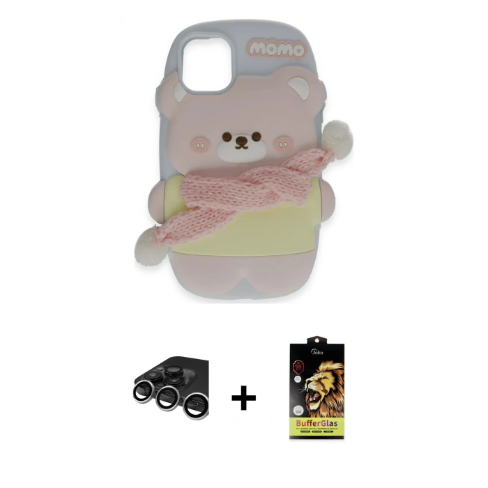 MARSİLYAN™- iPhone 15 Pro Max Kılıf Akış Yansıma - Siyah Buffer Cam Ekran Koruyucu + Raze Metal Kamera Lens - GS