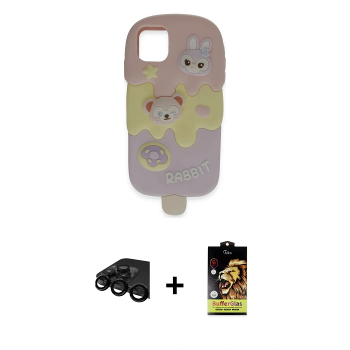 MARSİLYAN™- iPhone 15 Pro Max Kılıf Akış Yansıma - Siyah Buffer Cam Ekran Koruyucu + Raze Metal Kamera Lens - SH