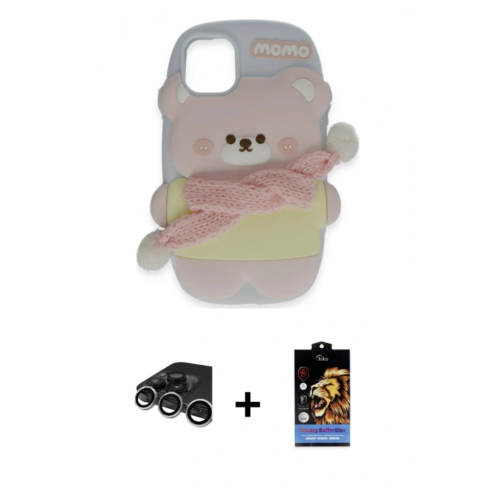 MARSİLYAN™- iPhone 15 Pro Max Kılıf Akış Yansıma - Siyah Buffer Hayalet Cam Ekran Koruyucu + Raze Metal Kamera Lens - GS