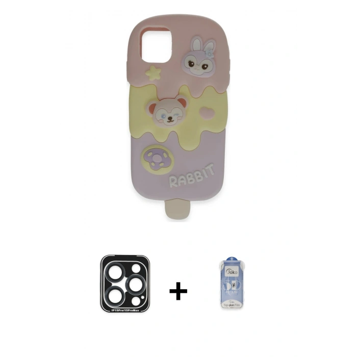 MARSİLYAN™- iPhone 15 Pro Max Kılıf Akış Yansıma - Siyah Joko Magic 5D Cam + PVD Metal Kamera Lens - LT