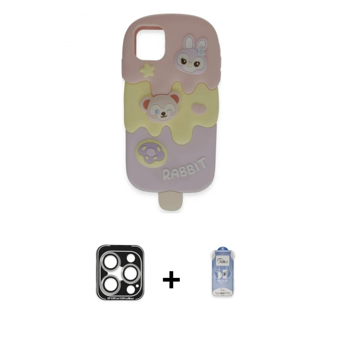 MARSİLYAN™- iPhone 15 Pro Max Kılıf Akış Yansıma - Siyah Joko Magic 5D Cam + PVD Metal Kamera Lens - GS