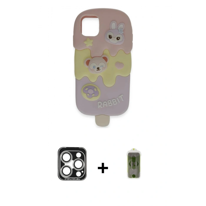 MARSİLYAN™- iPhone 15 Pro Max Kılıf Akış Yansıma - Siyah Joko Magic 5D Hayalet Cam + PVD Metal Kamera Lens - GS