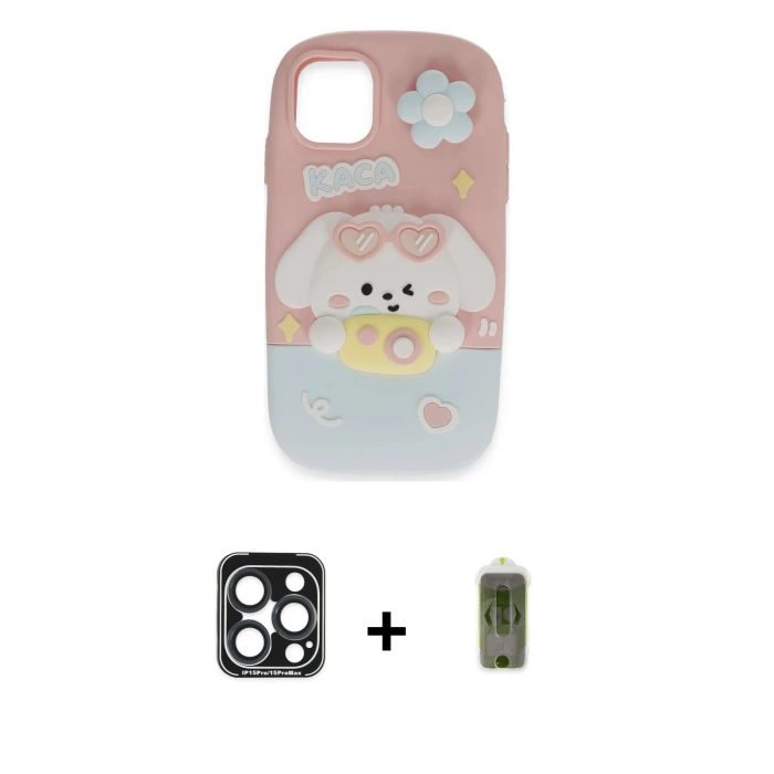 MARSİLYAN™- iPhone 15 Pro Max Kılıf Akış Yansıma - Siyah Joko Magic 5D Hayalet Cam + PVD Metal Kamera Lens - LT